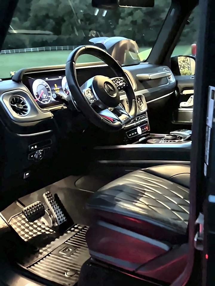 Mercedes-AMG G63 cabin, dash and front seat after an interior detail.